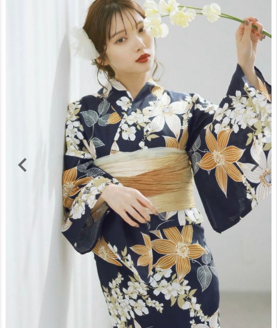 DITA 2025 浴衣 着物 帯 下駄3点セット F 幻想鏡花水月(柑橘)