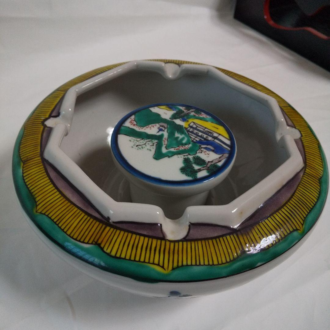 レトロ 陶器灰皿 九谷焼 泰幸窯 春夏秋冬