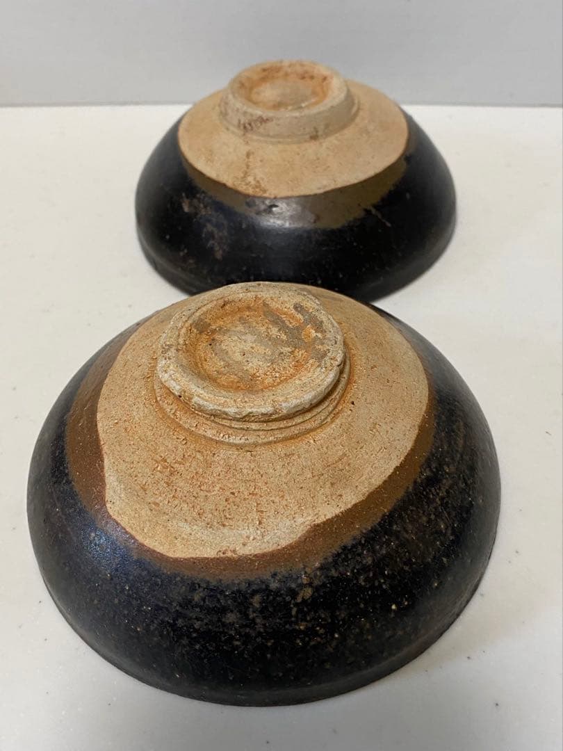 古美術 南宋吉州窯黑釉色彩繪雙鳳紋盞古玩 骨董