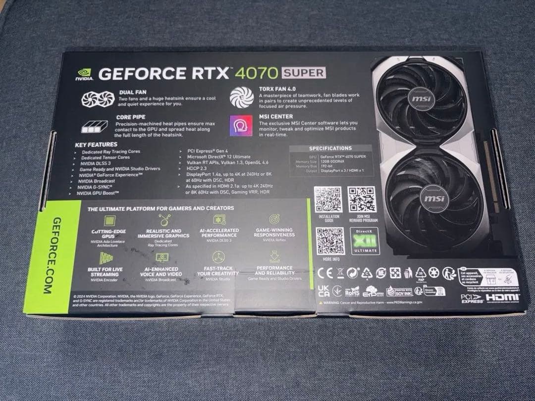 MSI GeForce RTX 4070 SUPER 12GB 付属品完備