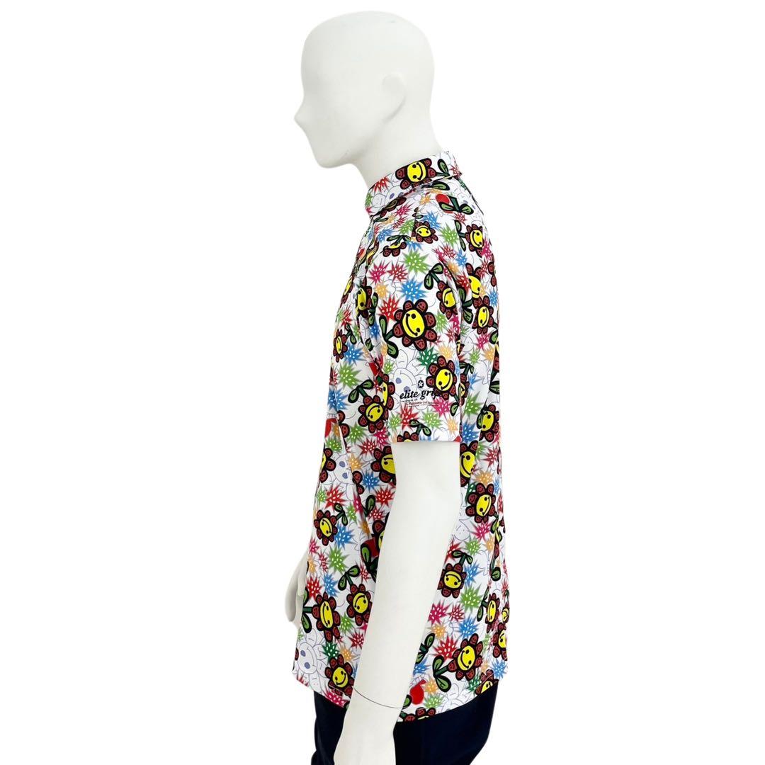 エリートグリップ　ラフウォーター　ポロシャツ　ハッピー6柄　ホワイト　LL