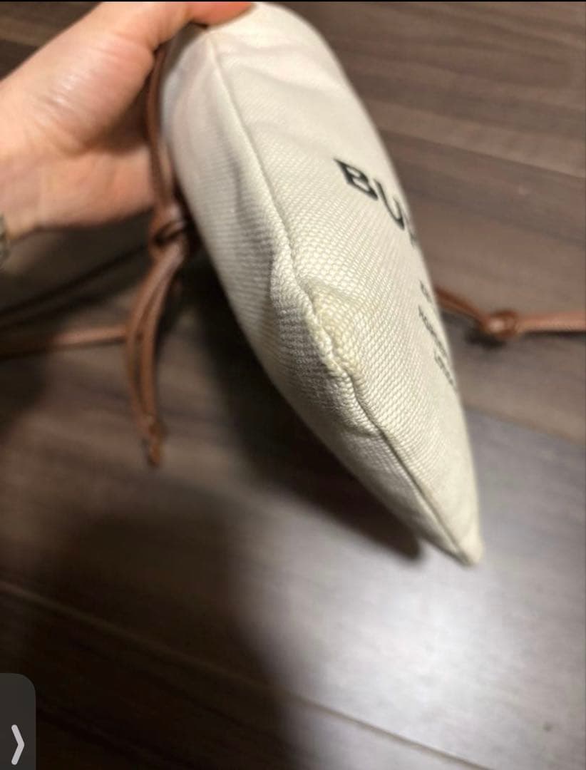 BURBERRY 美品 ミニ 巾着 ショルダーバッグ キャンバス レザー ロゴ