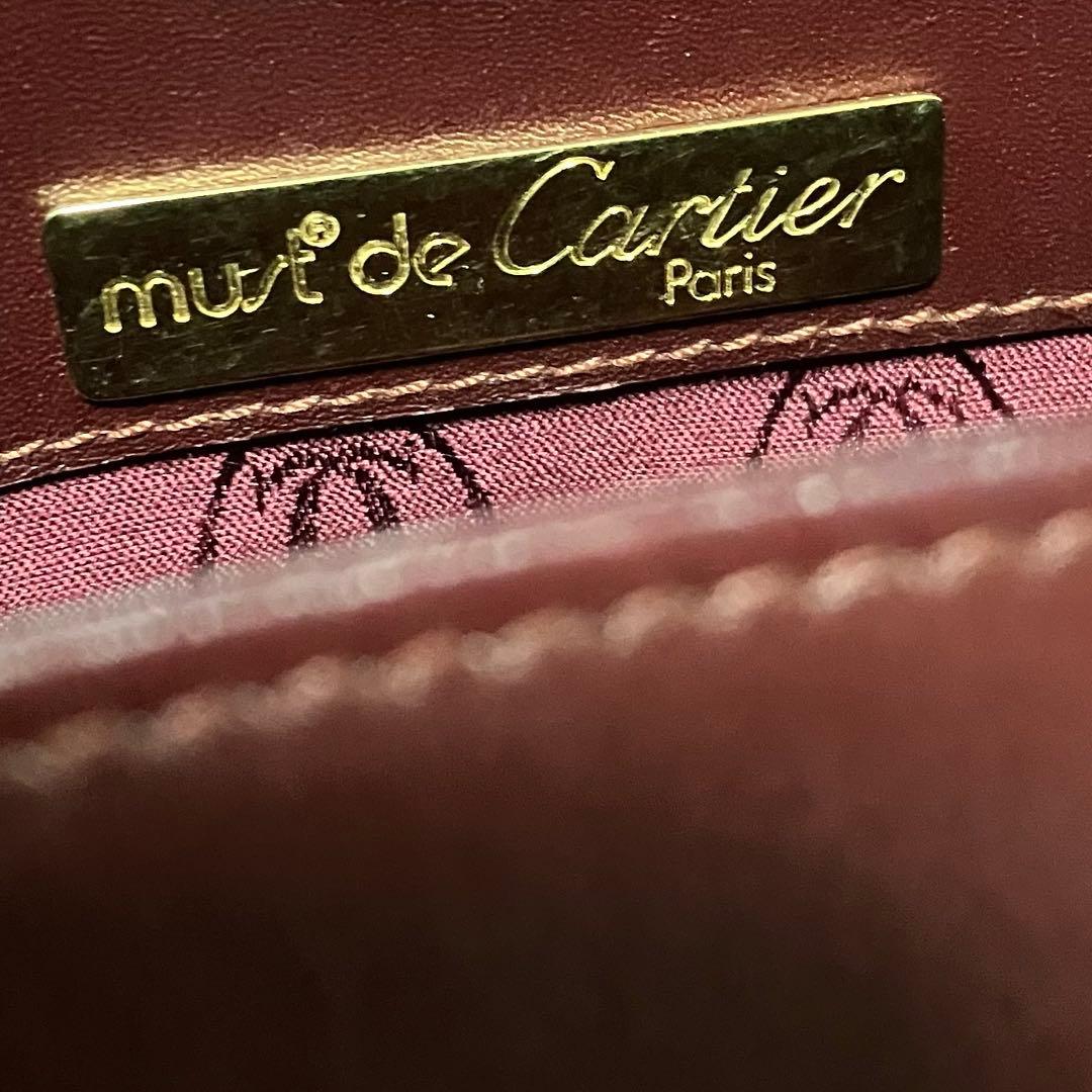 Cartier カルティエ　バーガンディ レザー ショルダーバッグ