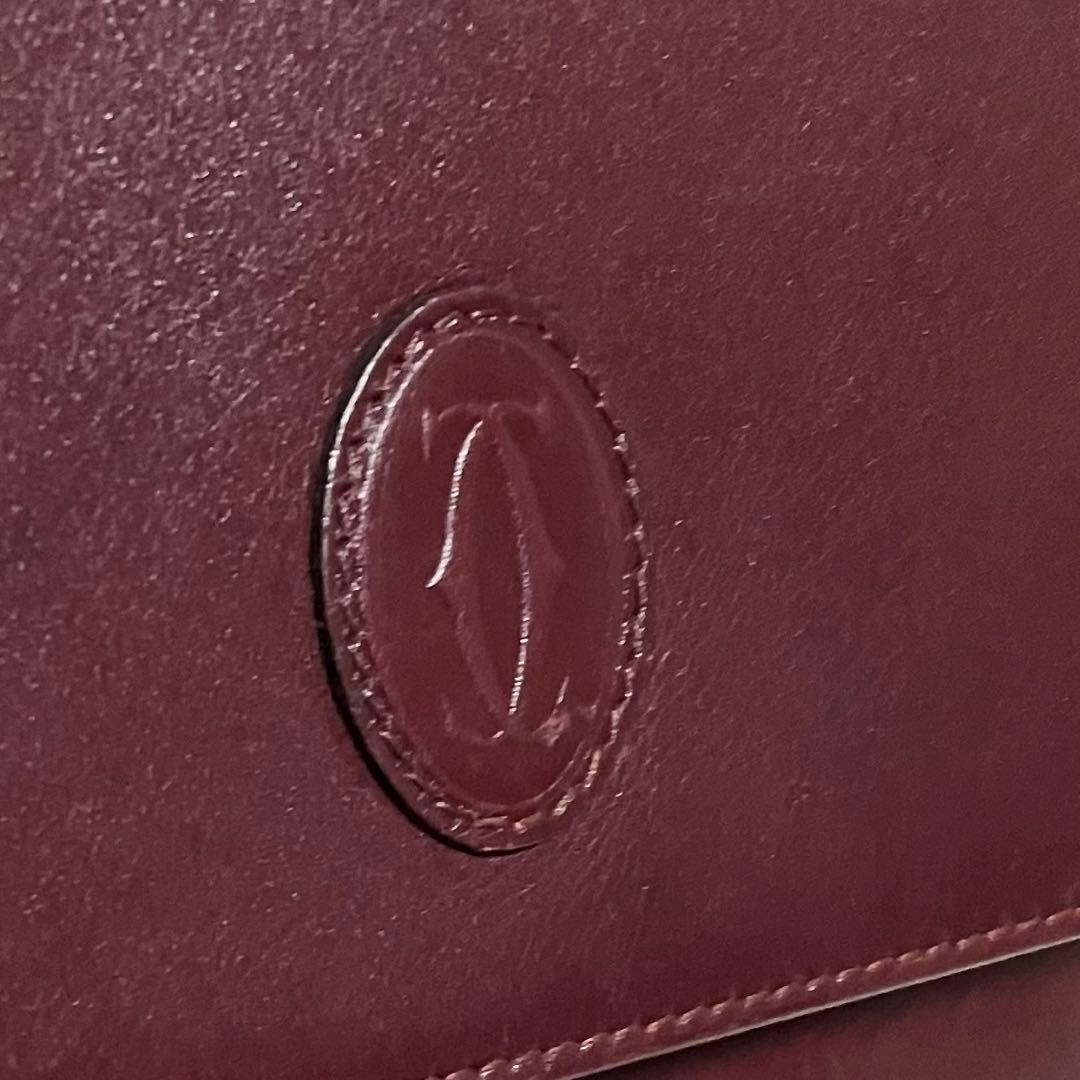 Cartier カルティエ　バーガンディ レザー ショルダーバッグ