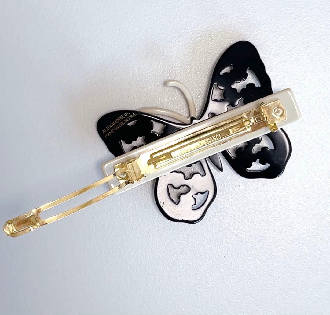アレクサンドルドゥパリ　バレッタ　バタフライ　モノトーン　大人気　希少