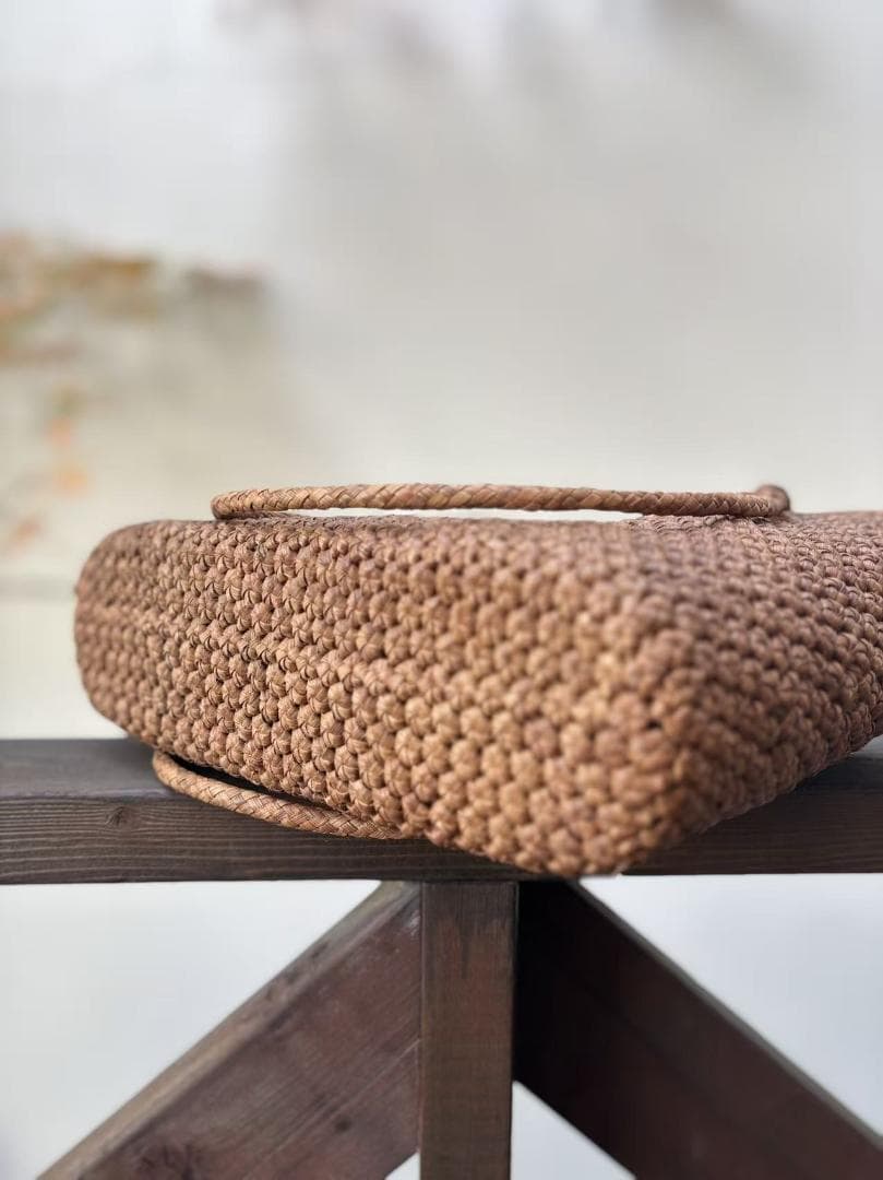 山葡萄籠バッグ　手作り　かごバッグ　細ひご　小花編み　肩掛けタイプ