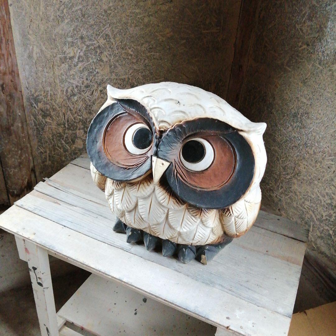 信楽焼　陶仙　フクロウ　45cm　特大サイズ