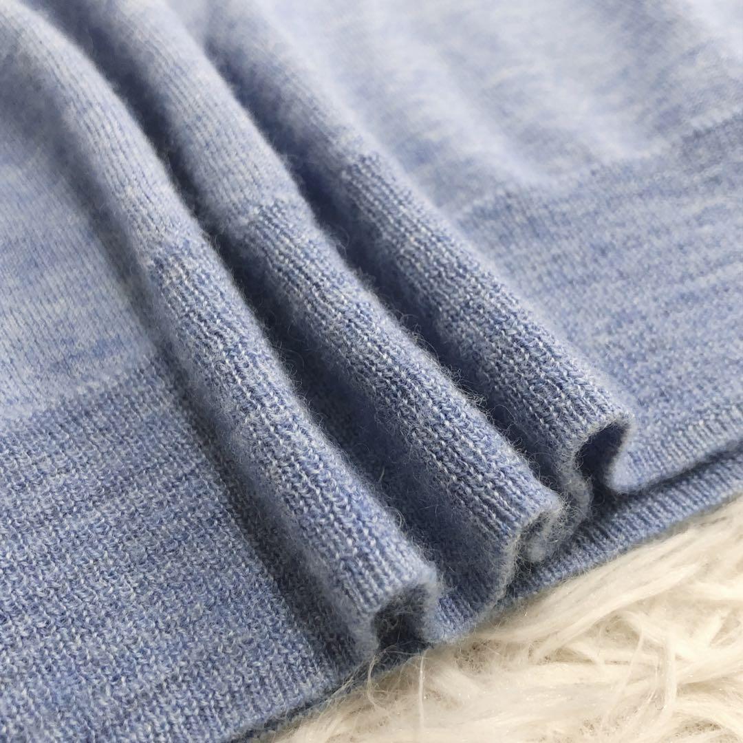 【未使用級】カシミヤ100%エストネーション Vネックセーター L ライトブルー