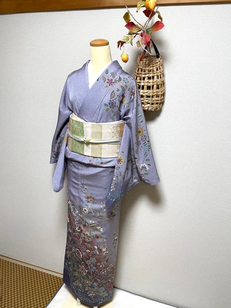 正絹　袷　訪問着　枝垂れ唐花　身丈（肩から）163㎝