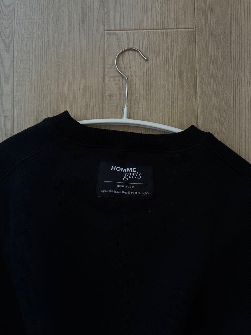 Hommegirls オムガールズ クルーネック スウェット 黒