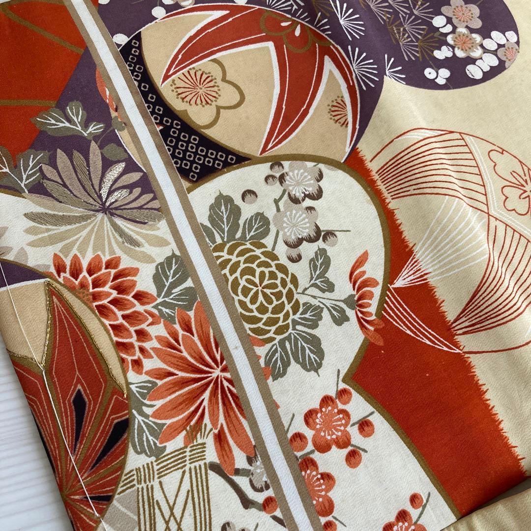 アンティーク名古屋帯　刺繍　しつけ糸付　大正ロマン　正絹　金駒刺繍　N66-26