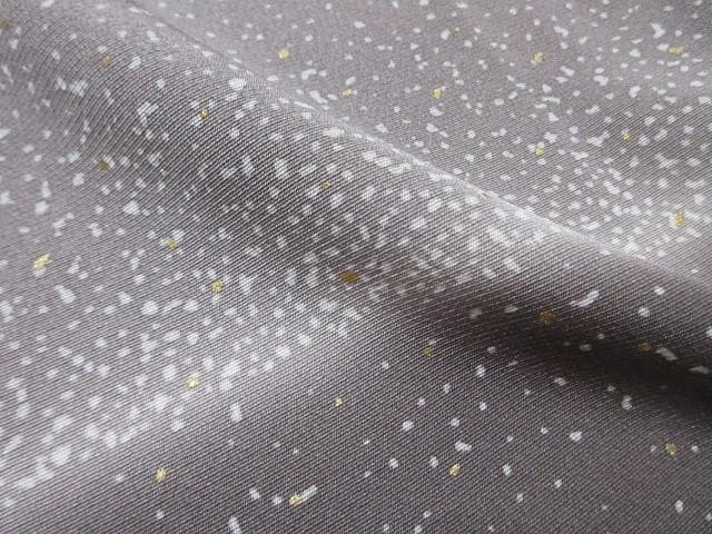 付け下げ小紋：美品：アラレ小紋・グレー・アズキ色：袷正絹：７号：P30