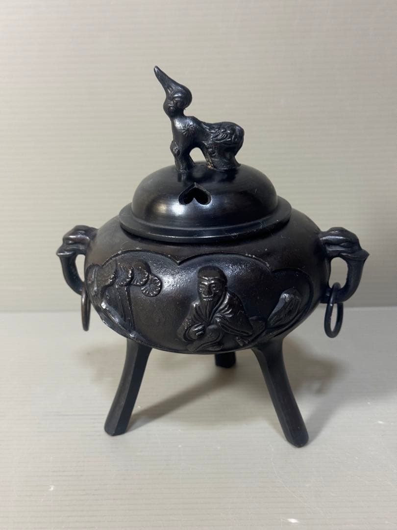 2405 銅製　三足　獅子　香炉