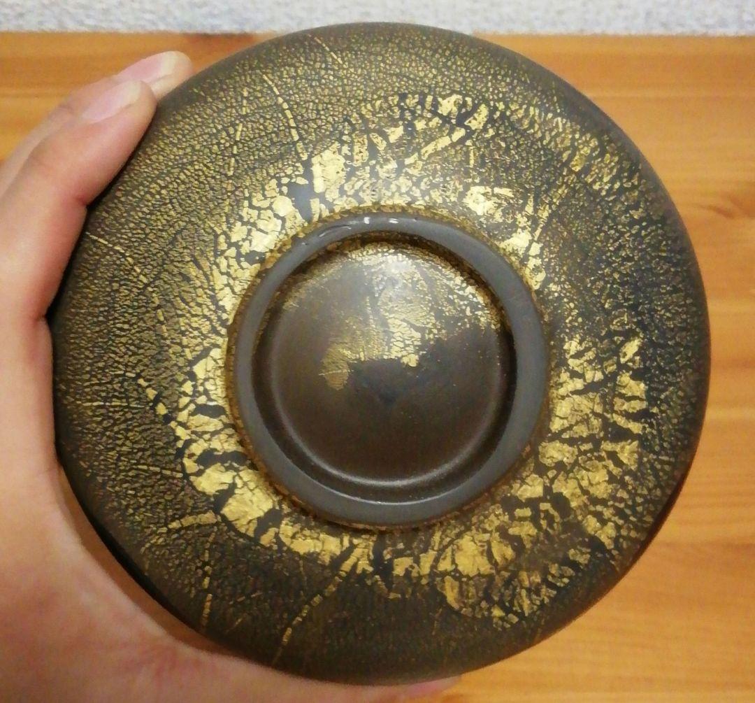 宮田高志作　宙吹　硝子　茶碗　共箱　略歴付　茶道具