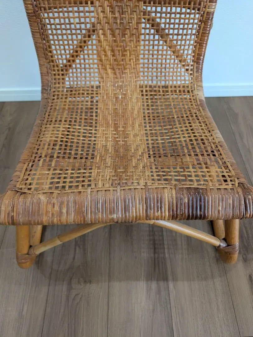 古家具ナチュラル天然素材◾️籐ラタンフレーム ラタンチェア 椅子 アームチェア