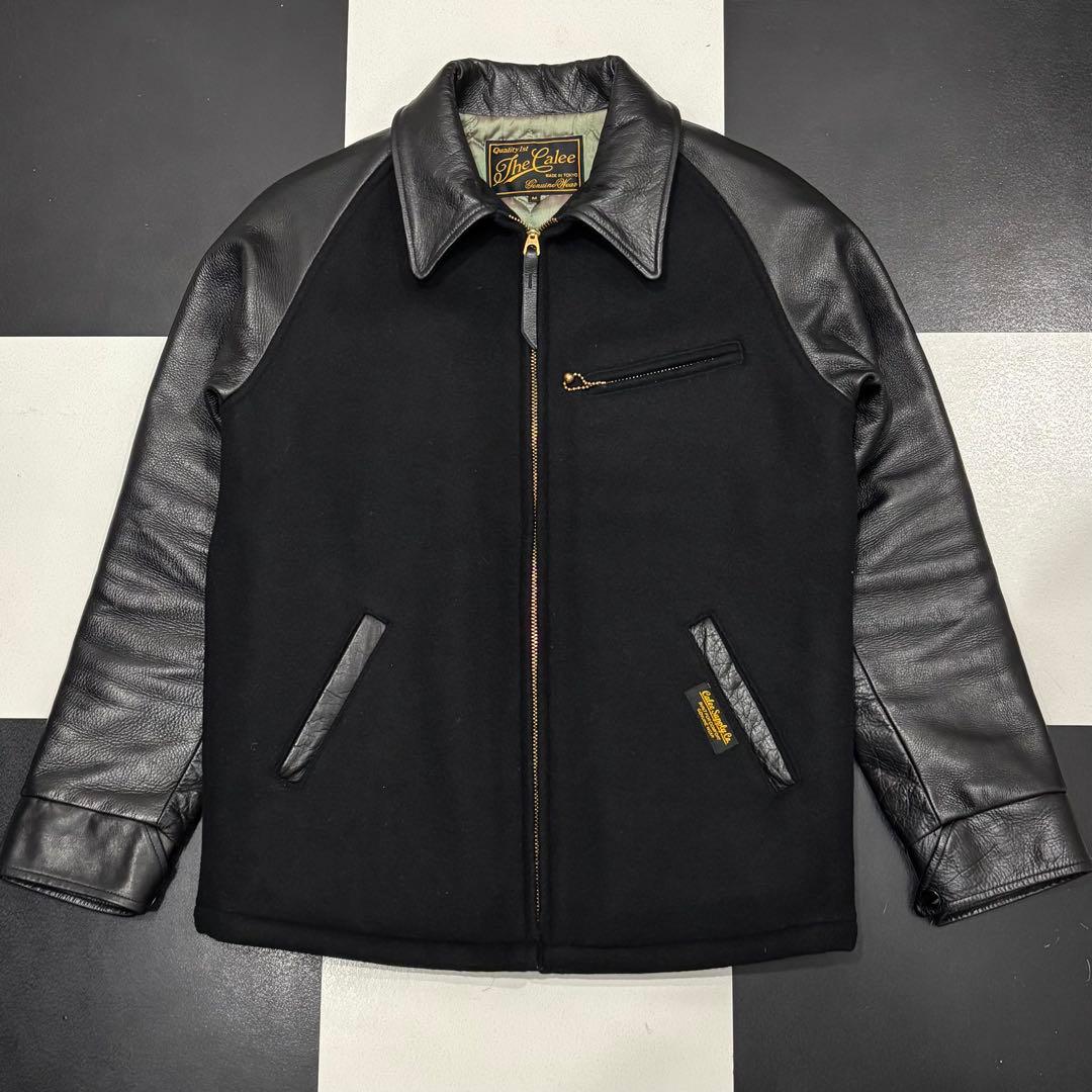 極美品 キャリー レザー メルトン ウール スポーツジャケット スタジャン M