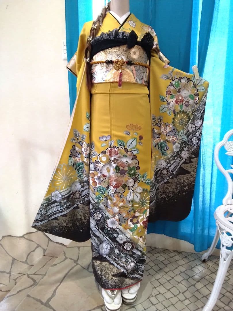 振袖フルセット、正絹振袖、成人式、重ね衿、帯揚げ帯締め、西陣袋帯、長襦袢