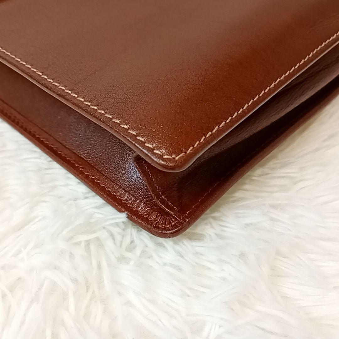 【美品】ゴールドファイル ブリーフケース オールレザー ブラウン ビジネスバッグ