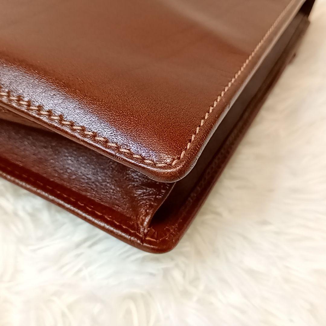 【美品】ゴールドファイル ブリーフケース オールレザー ブラウン ビジネスバッグ