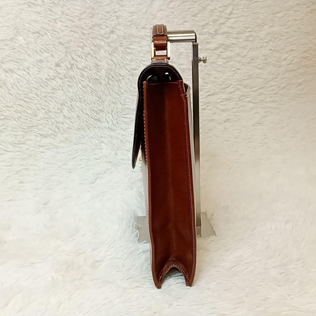 【美品】ゴールドファイル ブリーフケース オールレザー ブラウン ビジネスバッグ