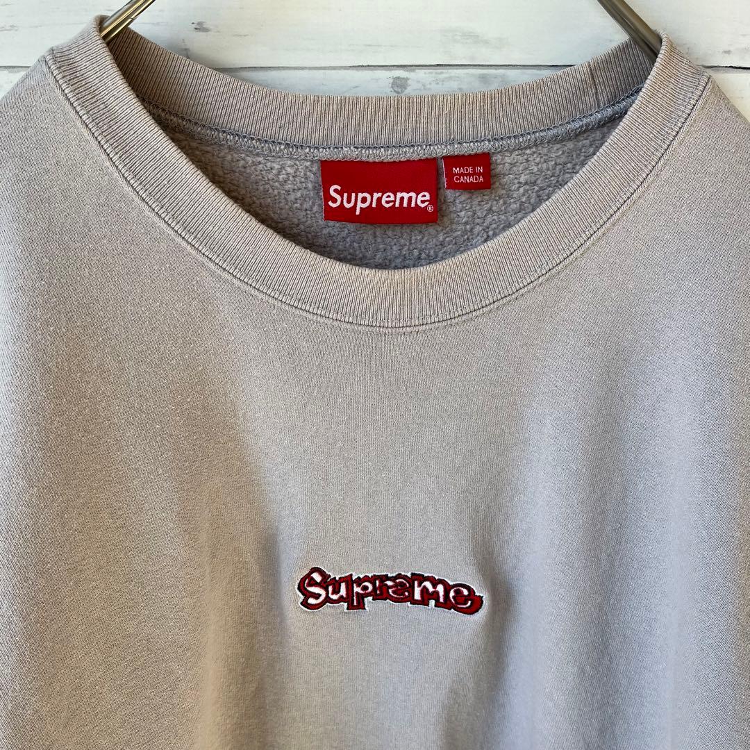 【XXL相当】シュプリームスウェット【グレー】ワンポイントロゴ⭐︎トレーナー
