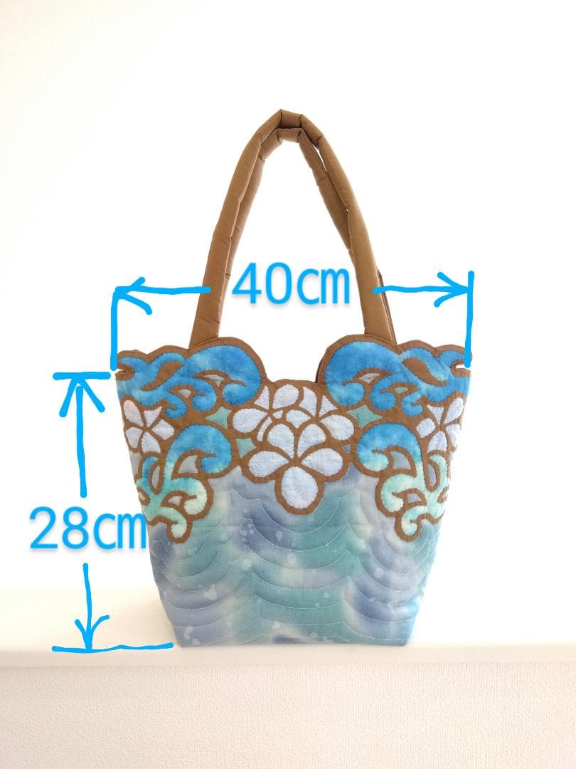 ハワイアンキルト　ハンドメイド　ナル　プルメリアトートバッグ