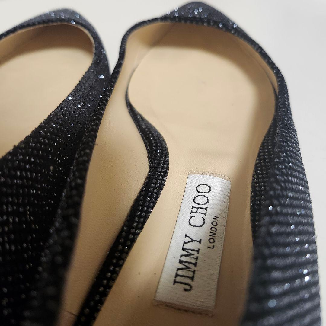 JIMMY CHOO ブラック グリッター フラットシューズ 39