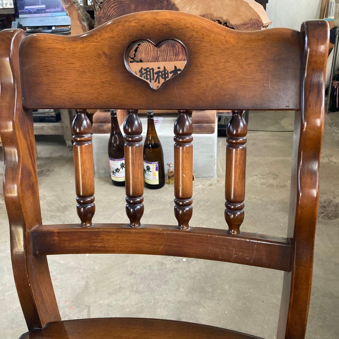 A ナガノインテリア 天然木 椅子 ハートマーク カントリー調