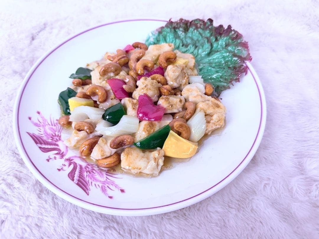 昭和レトロ 鶏肉とカシューナッツ炒め 食品サンプル 直径約26cm 町中華