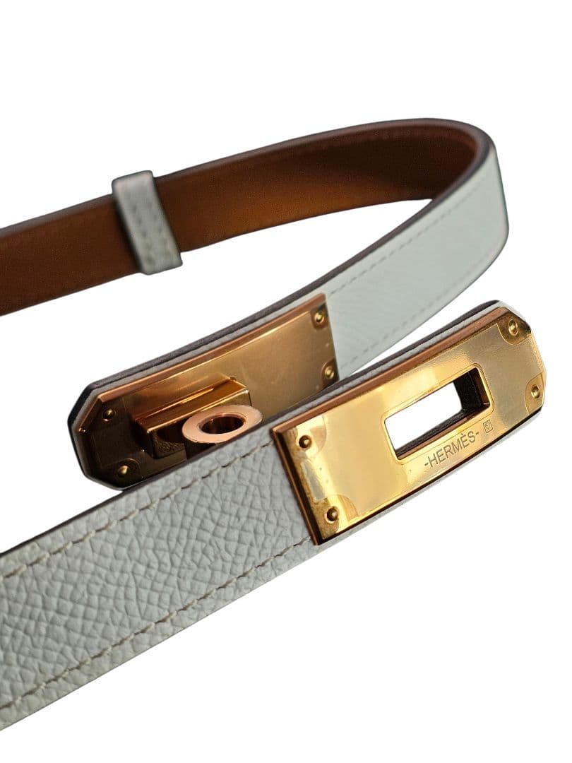 HERMES ケリーベルト　ホワイトレザーベルト ピンクゴールド金具