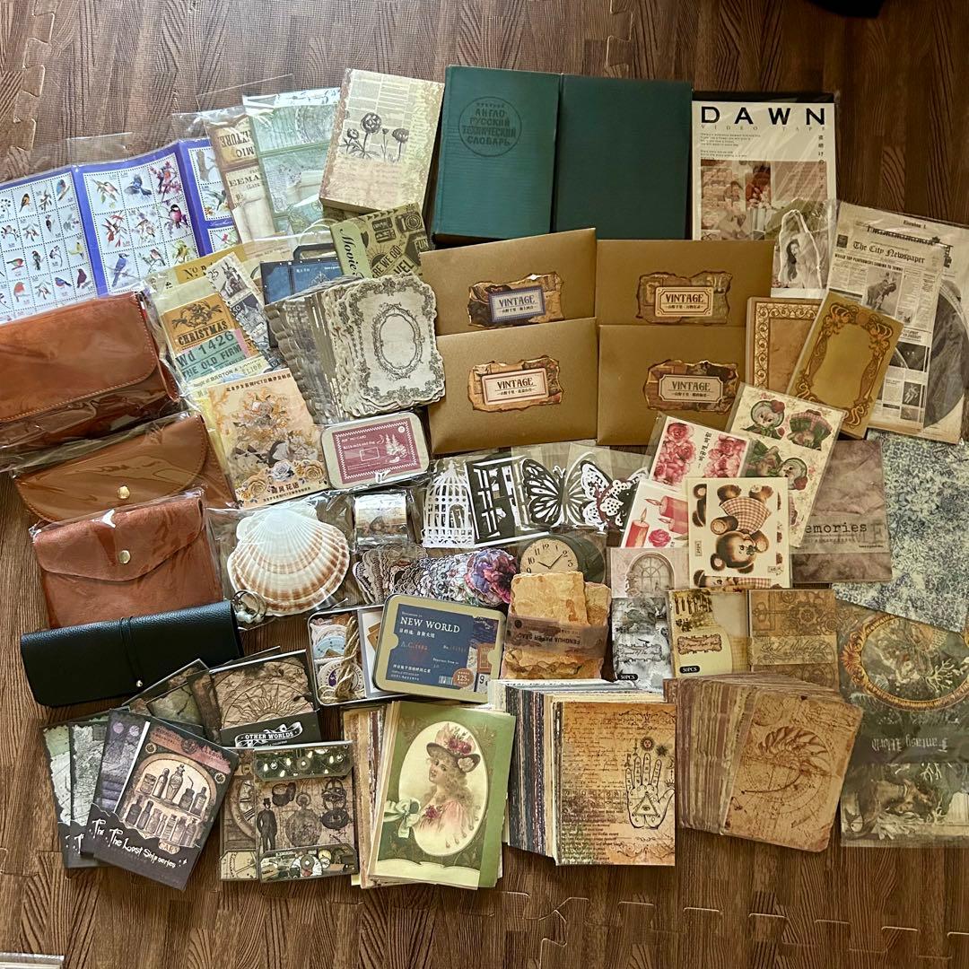 大量 コラージュ素材 まとめ売り 紙もの ステッカー ヴィンテージ シール