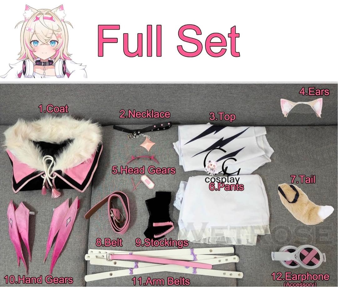 モココ フルセット ウィッグ 衣装 靴 耳 シッポ ホロライブ