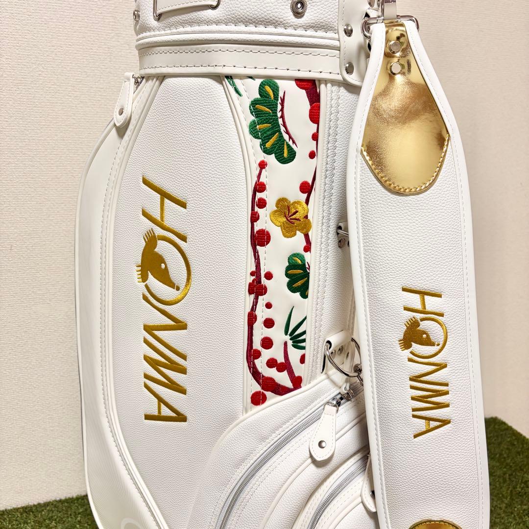 新品｜高級　HONMA ホンマ　会津絵　キャディバッグ　ゴールド　金　刺繍