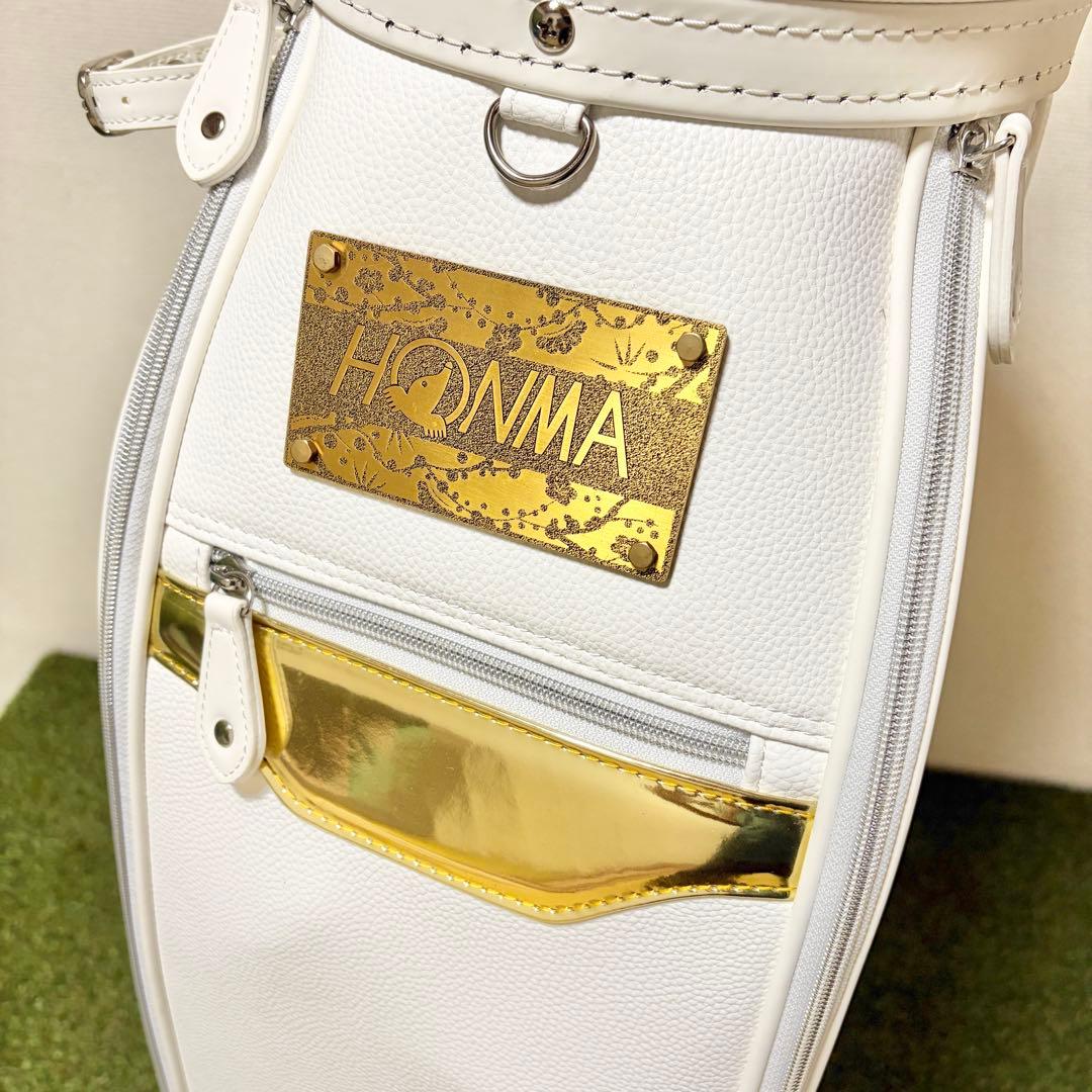 新品｜高級　HONMA ホンマ　会津絵　キャディバッグ　ゴールド　金　刺繍