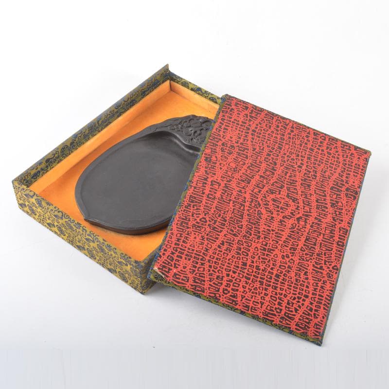 中国　書道具　果実刻　端渓硯　箱付　C　5040