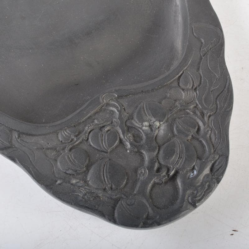 中国　書道具　果実刻　端渓硯　箱付　C　5040