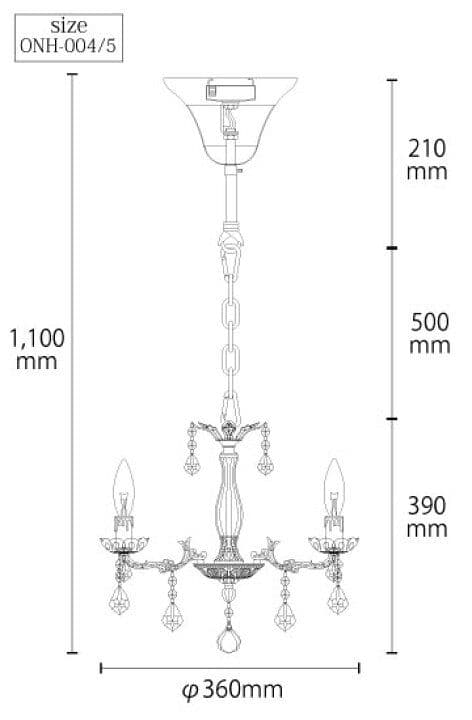シャンデリア 5灯 ゴールド　LED電球付