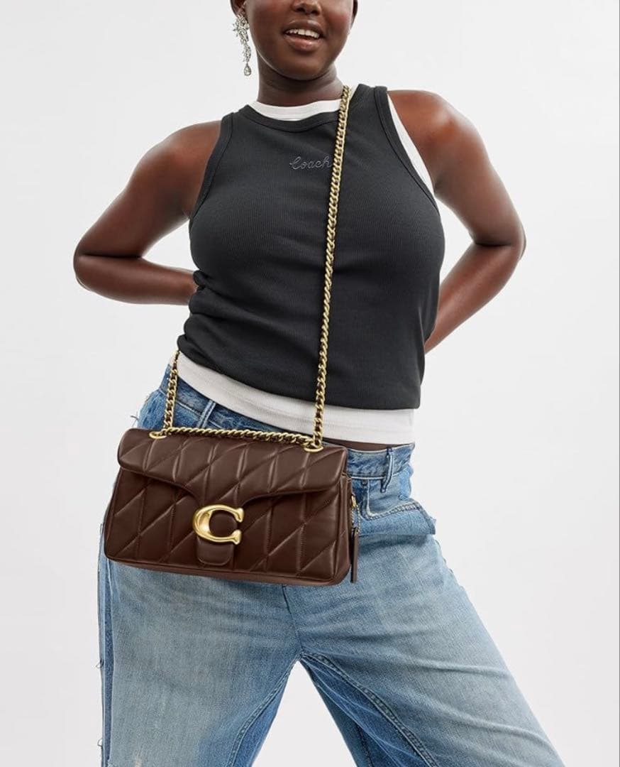 【新品】COACH タビー ショルダー バッグ 26キルティングメープルブラウン