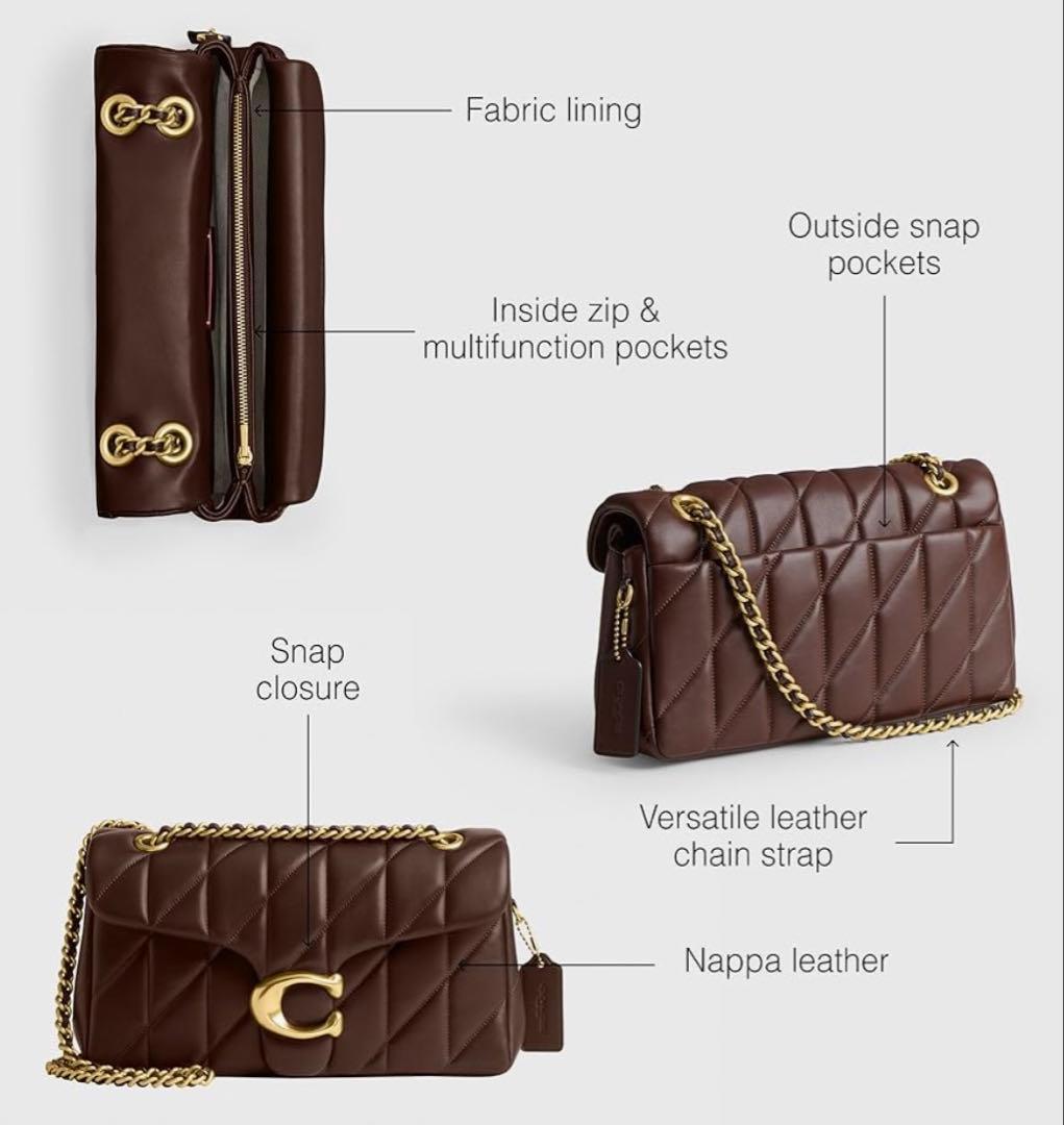 【新品】COACH タビー ショルダー バッグ 26キルティングメープルブラウン