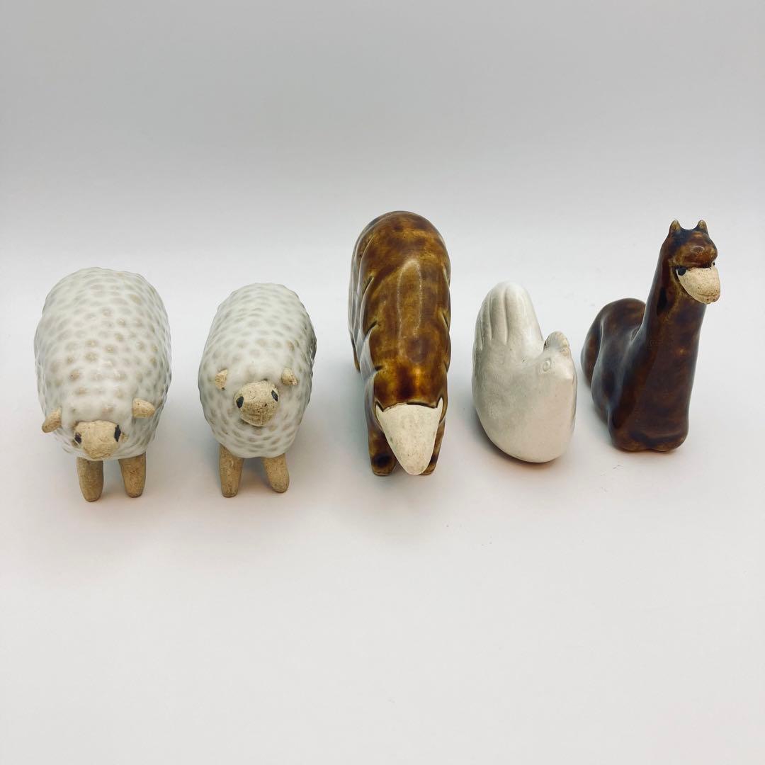 今井律湖　動物オブジェ人形セット　益子焼　IDEE リサラーソン