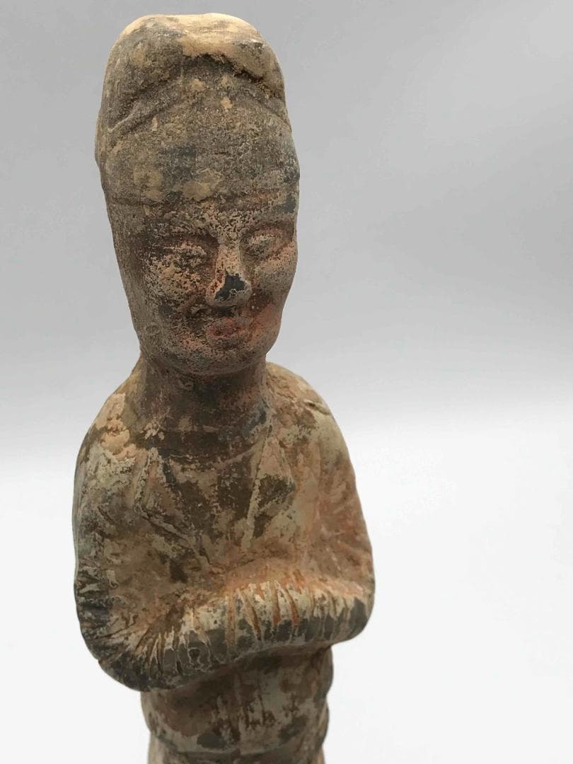 唐時代　加彩　武士陶俑　彩絵陶俑　極上品　旧家旧蔵　唐物　時代物(D-66