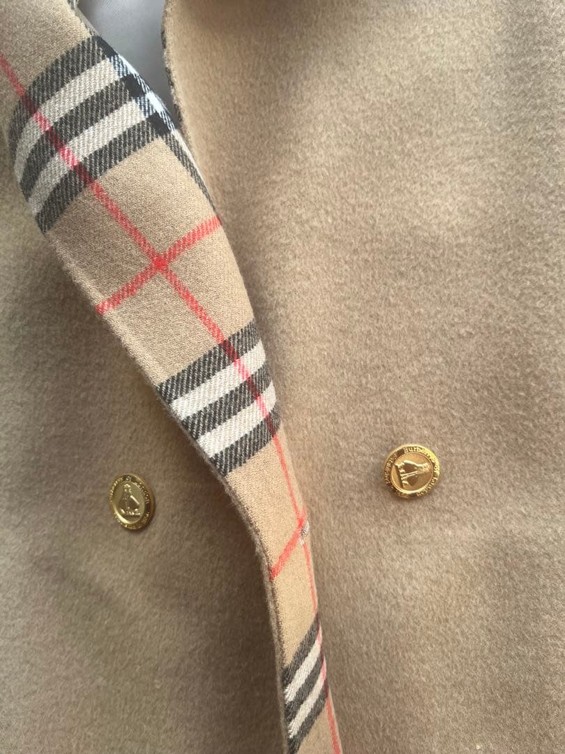 裕*様 超美品バーバリー カシミヤ混　金ボタン ノバチェック リバーコート15号
