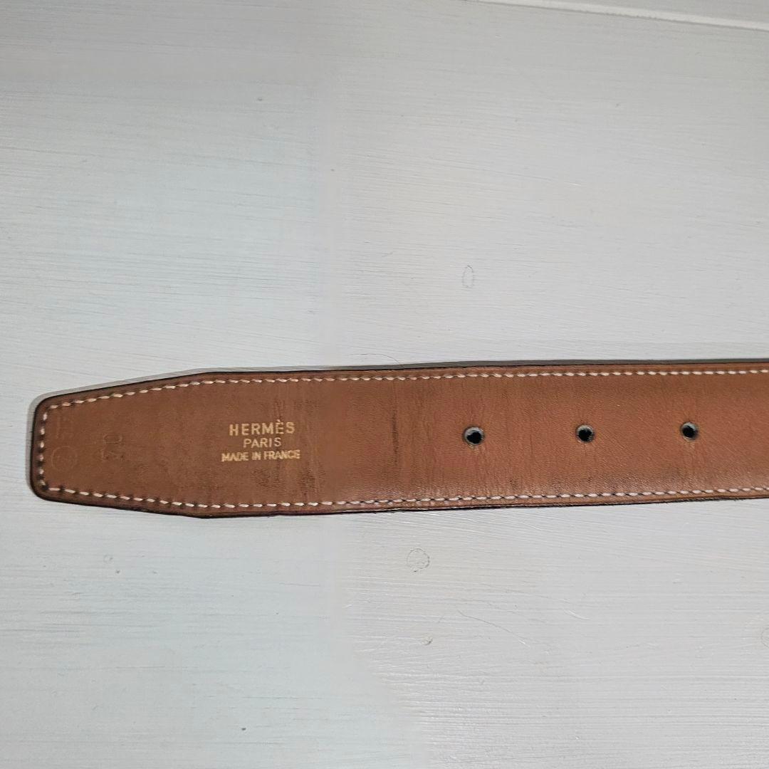 HERMES コンスタンス ベルト 70cm シルバーバックル 黒×キャメル