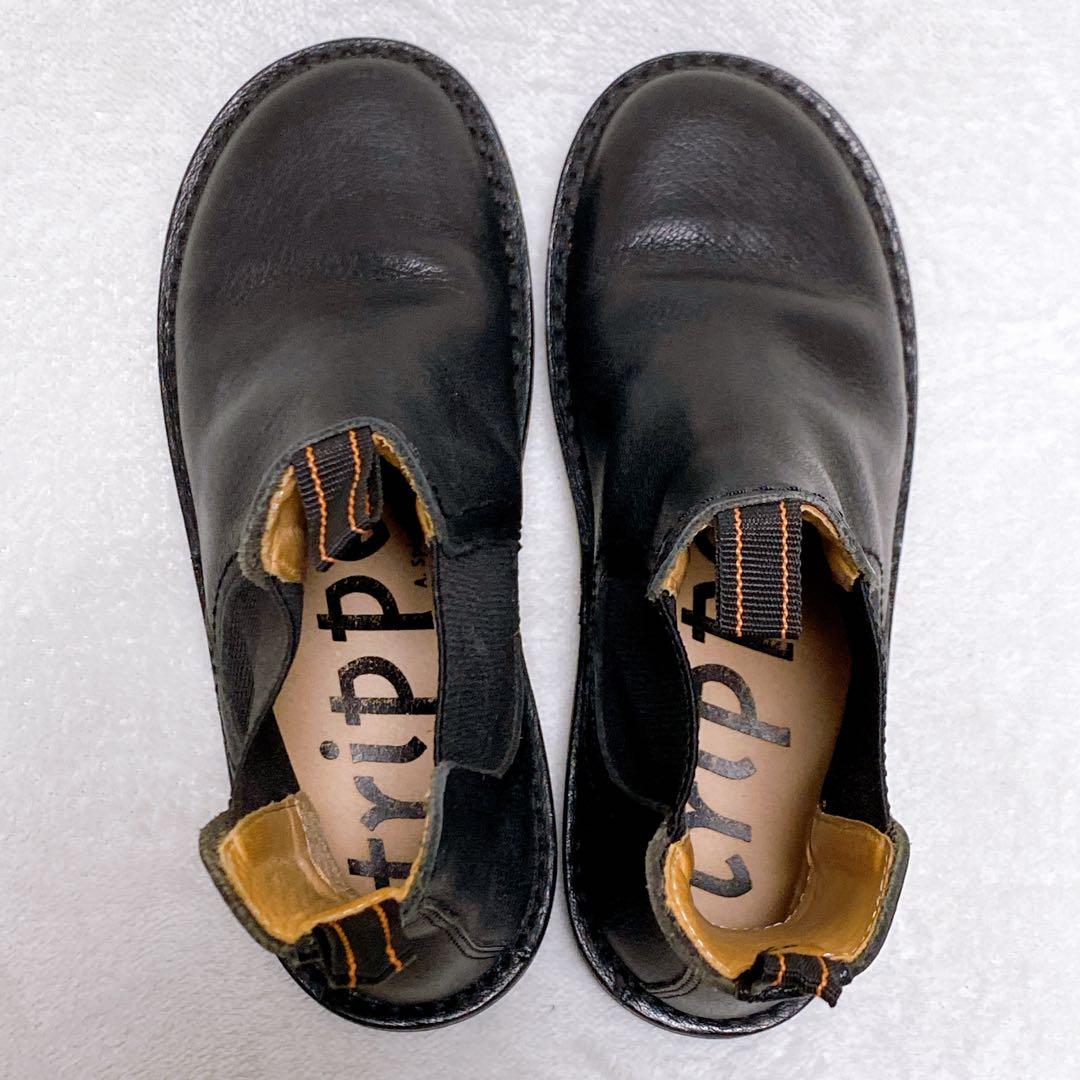 ま*ん様 美品　trippenトリッペン　サイドゴアブーツ　37　レザー　ブラッ