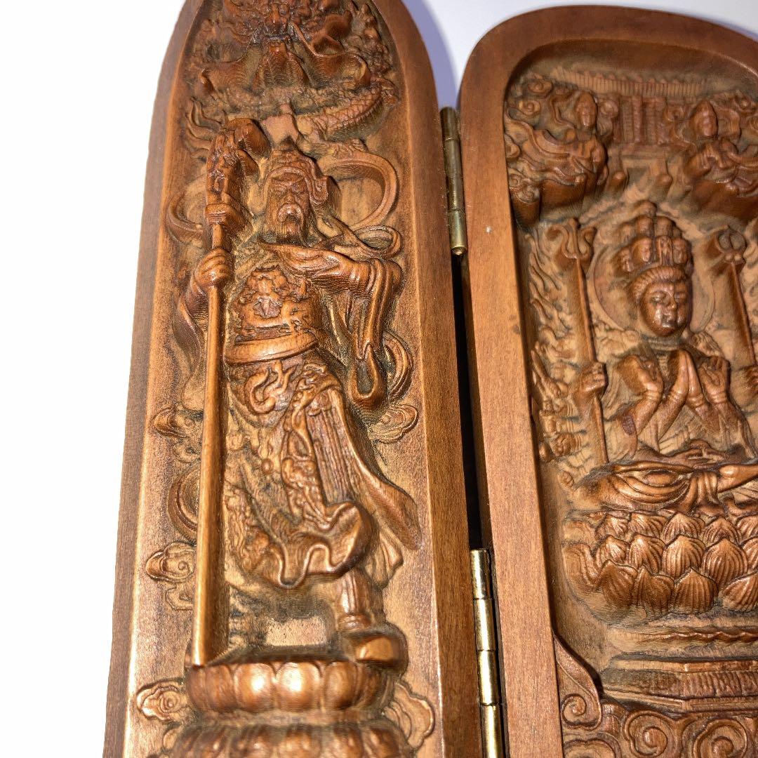 骨董仏像木造逗子入り十二支御守り本尊、千手観音阿弥陀如来不動明王大日如来レア希少