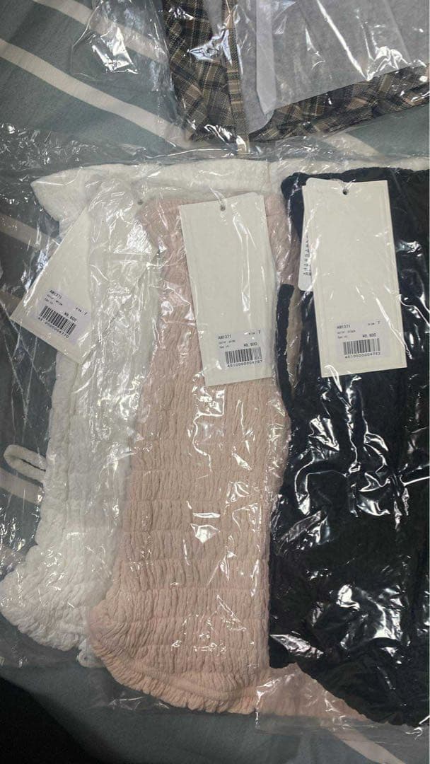 トップス andmary Shirring ribbon camisole white