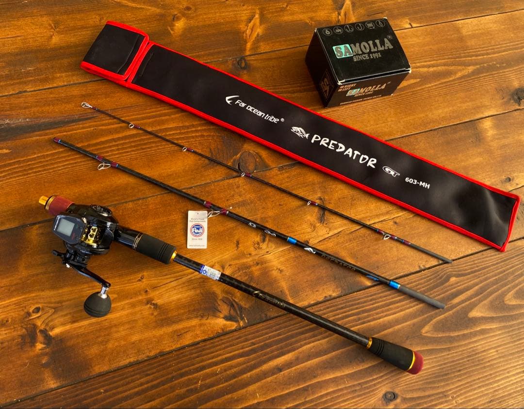 ジギングセット　レフトハンドル　3ピースパックロッド　Fujiガイド タイラバ