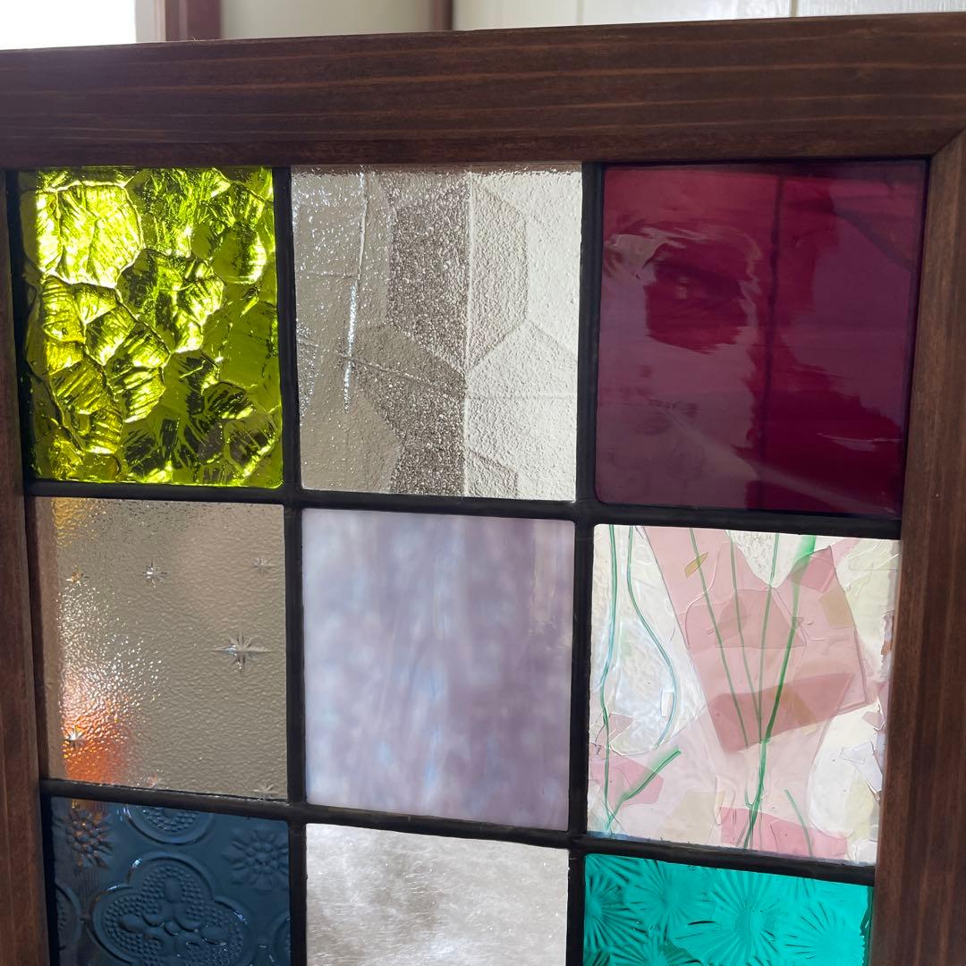 ステンドグラス　パネル　大正ロマン　格子戸