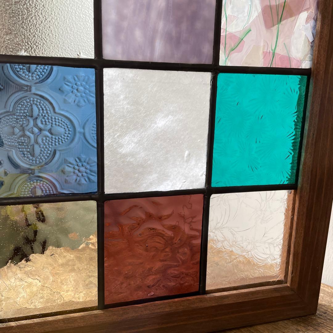 ステンドグラス　パネル　大正ロマン　格子戸