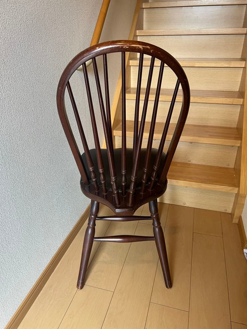 秋田木工　ヴィンテージ　チェア　希少　鋲打ち　ダークブラウン スピンドルチェア